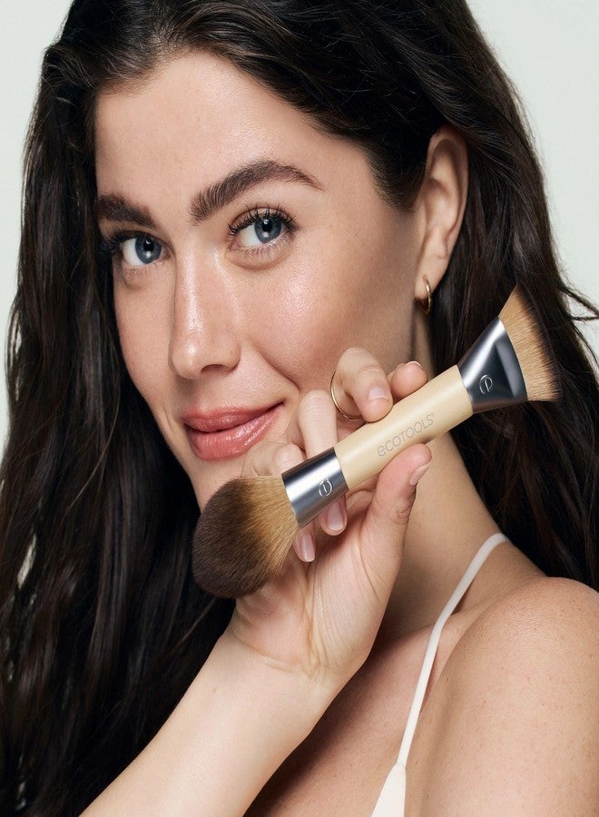 EcoTools Sculpt + Bronze Dual-Ended Makeup Brush, Fluffy Bronzer & Dense Contour Brush for Liquid, Cream & Powder Face Makeup, Travel-Friendly, Vegan & Cruelty-Free, Eco-Friendly Handle, 1 Count - Image 4