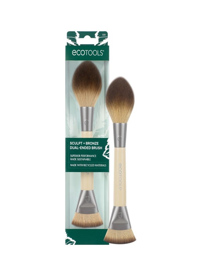 EcoTools Sculpt + Bronze Dual-Ended Makeup Brush, Fluffy Bronzer & Dense Contour Brush for Liquid, Cream & Powder Face Makeup, Travel-Friendly, Vegan & Cruelty-Free, Eco-Friendly Handle, 1 Count - Image 1