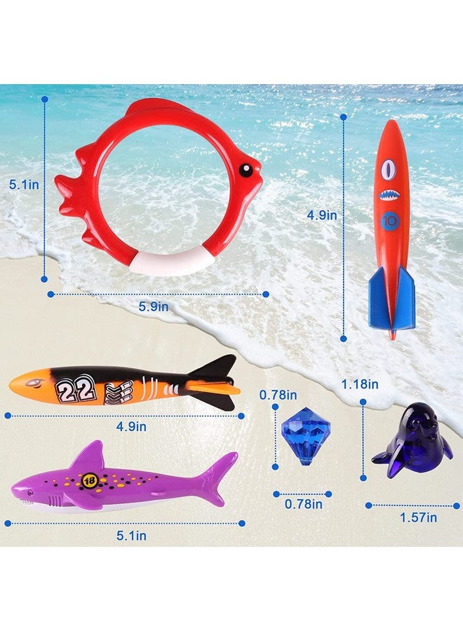Woplagyreat Summer Pool Diving Swimming Toys For Kids, Fun Swim Games Sinking Set, Underwater Dive Gifts With Storage Bag Include Torpedo Gems Shark Rings Sea Animals For Boys Girls Toddlers 20 Packs - Image 2