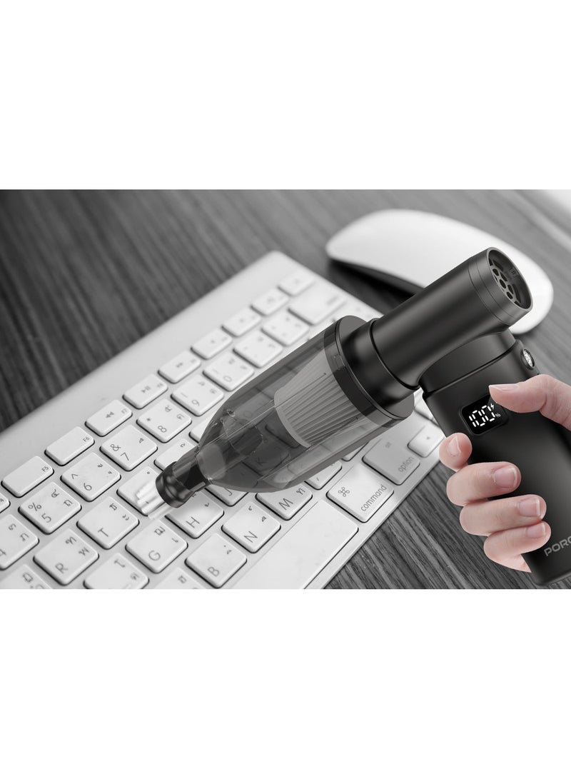 بورودو مكنسة كهربائية وغبار هواء 2 في 1 من لايف ستايل مع بطاريتين قابلتين لإعادة الشحن وسعة صندوق غبار 160 مل / تدفق هواء قوي / 5 مستويات سرعة قابلة للتعديل / 3 ساعات من وقت العمل / إزالة غبار فعالة / مكنسة كهربائية ومنظف غبار قابلان لإعادة الشحن - أسود - Image 4