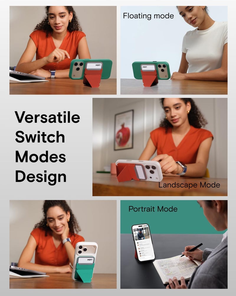 MOFT Magnetic Wallet Stand Compatible with iPhone 17/16/15/14/13/12 Series, Angle Adjustment & Magsafe Compatible MOVAS Phone Stand, Clay Red - Image 5