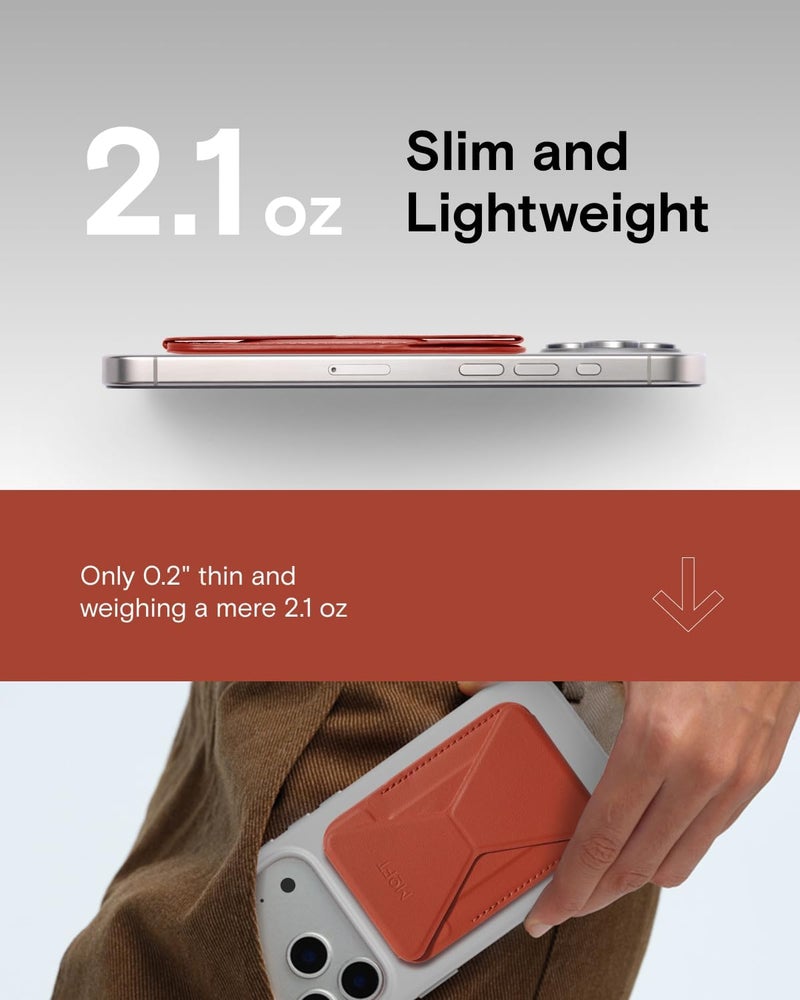 MOFT Magnetic Wallet Stand Compatible with iPhone 17/16/15/14/13/12 Series, Angle Adjustment & Magsafe Compatible MOVAS Phone Stand, Clay Red - Image 2