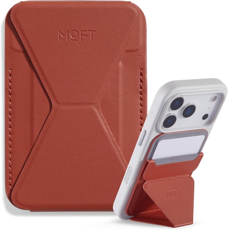 MOFT Magnetic Wallet Stand Compatible with iPhone 17/16/15/14/13/12 Series, Angle Adjustment & Magsafe Compatible MOVAS Phone Stand, Clay Red - Image 1