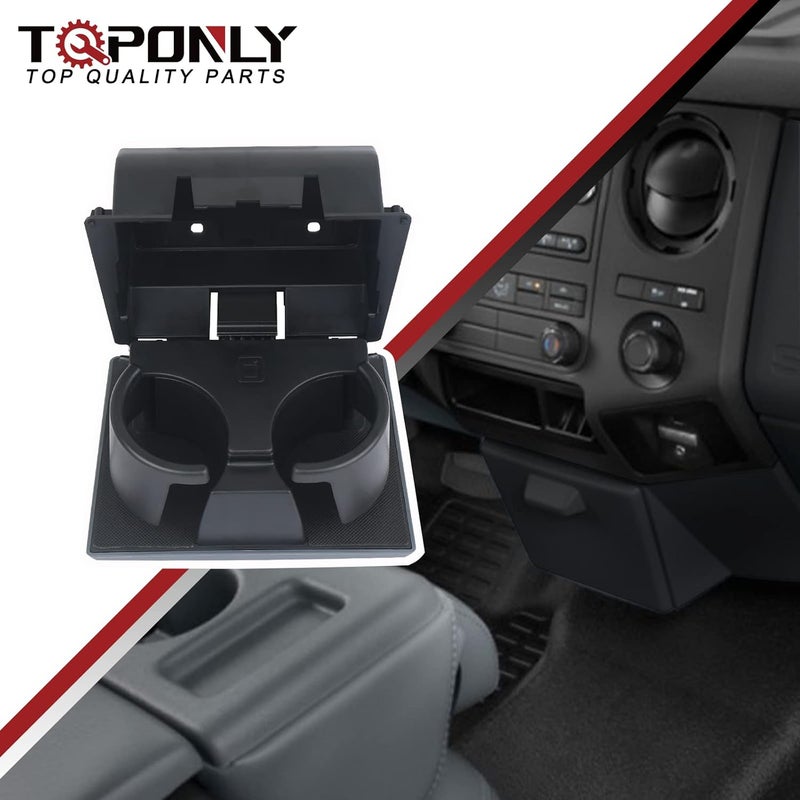 TQPONLY Dashboard Cup Holder for Ford F250 F350 F450 F550 Super Duty (2008-2016) - Black - Image 3