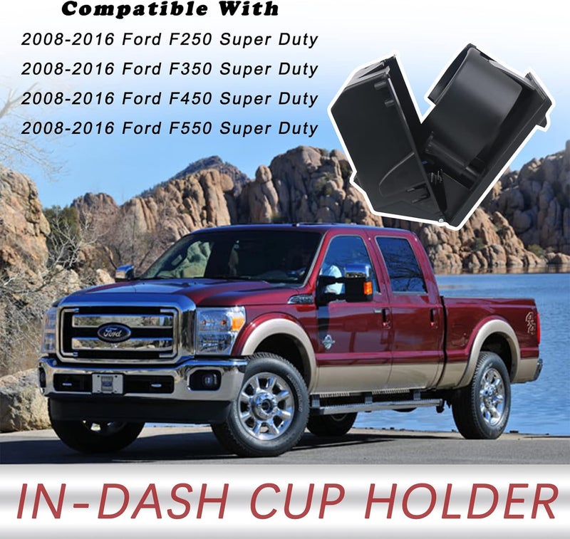 TQPONLY Dashboard Cup Holder for Ford F250 F350 F450 F550 Super Duty (2008-2016) - Black - Image 4