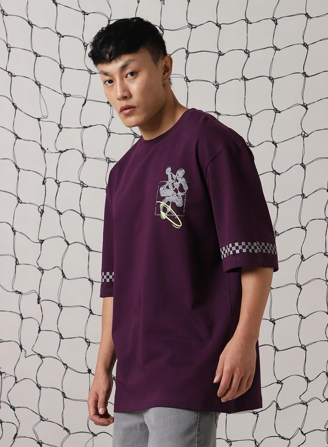Hubberholme Men Futuristic Printed Oversized Fit T-shirt - Image 1