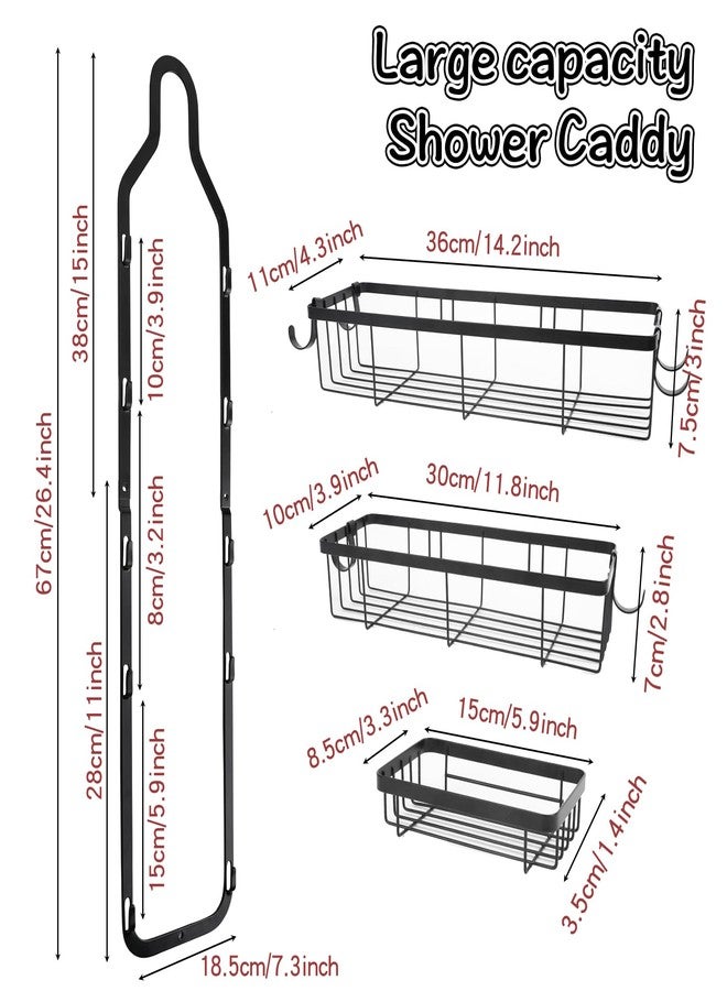 HMIEPRS Shower Caddy Hanging Over Shower Head, Height Adjustable No Drilling Bathroom Hanging Shelf Organizer, Rustproof Shower Caddy Over with Hooks Shampoo Soap Holder for Inside Shower - Image 4