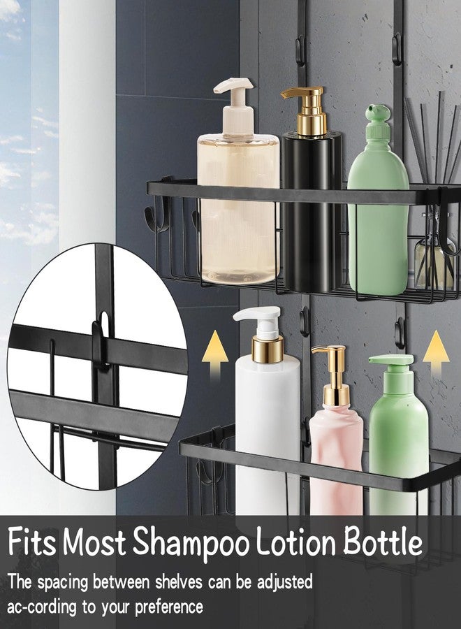 HMIEPRS Shower Caddy Hanging Over Shower Head, Height Adjustable No Drilling Bathroom Hanging Shelf Organizer, Rustproof Shower Caddy Over with Hooks Shampoo Soap Holder for Inside Shower - Image 2