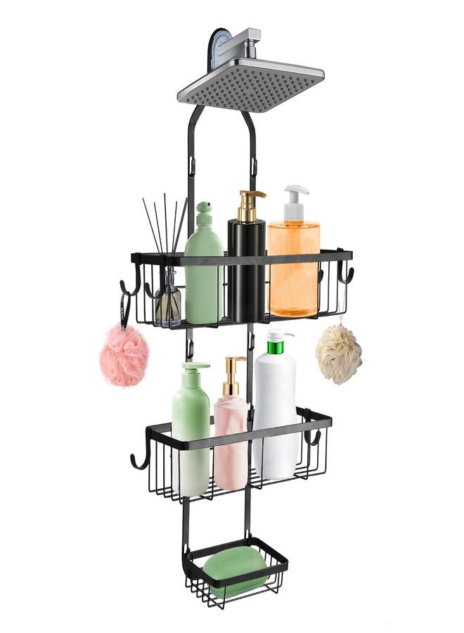 HMIEPRS Shower Caddy Hanging Over Shower Head, Height Adjustable No Drilling Bathroom Hanging Shelf Organizer, Rustproof Shower Caddy Over with Hooks Shampoo Soap Holder for Inside Shower - Image 1
