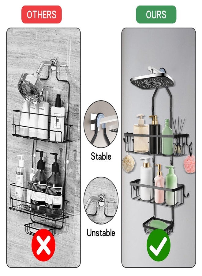 HMIEPRS Shower Caddy Hanging Over Shower Head, Height Adjustable No Drilling Bathroom Hanging Shelf Organizer, Rustproof Shower Caddy Over with Hooks Shampoo Soap Holder for Inside Shower - Image 3