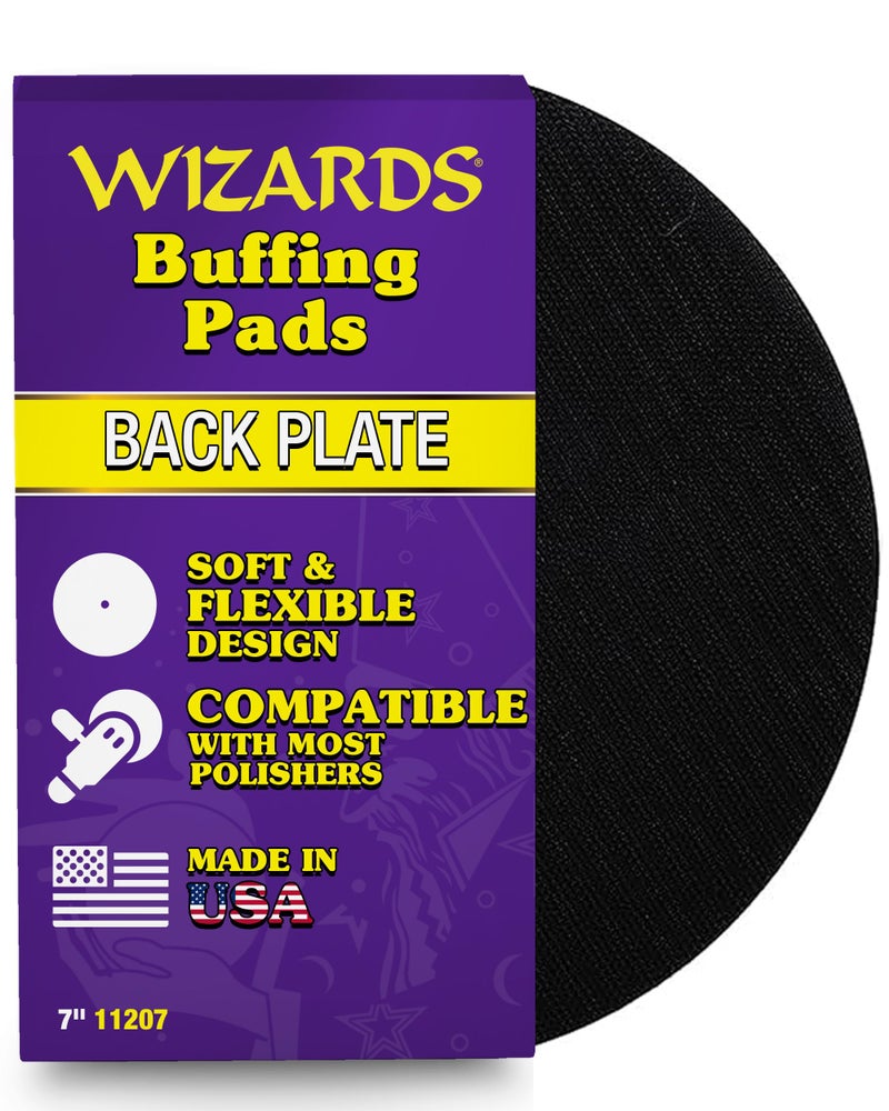 Wizards Buff Pad Back Plate - Soft and Flexible Back Plate for Auto Detailing Supplies - Compatible with Most Wool and Foam Pads - Helps Eliminate Hot Spots and Burns - ‎7 inch - Image 1