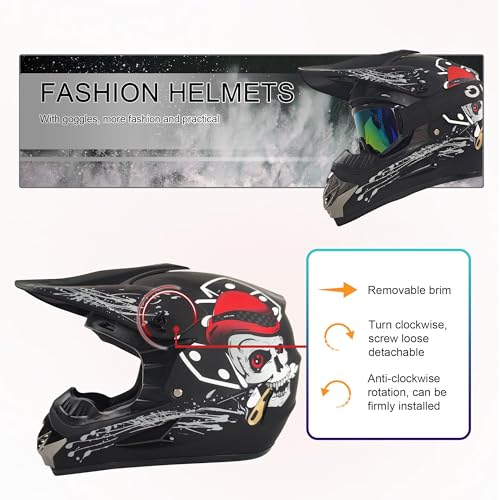 TIANDU Youth Kids Dirt Bike Motocross Helmets (Goggles Gloves Face Mask) 4PCS Set, Boys Girls Full Face Motorcycle Helmet, Mountain Bike Off Road Helmets, DOT Approved ATV Helmet - Image 2