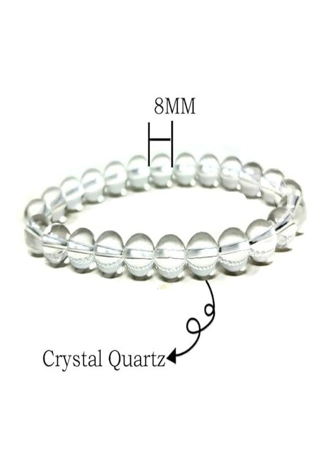 CALMING CRYSTALS Natural Clear Quartz Reiki Healing Original Lab Certified Crystal Bracelet for Men and Women, Powerful Master Healer Bead Size 8MM Genuine Stone Bullet point (Pack of 1) - Image 3