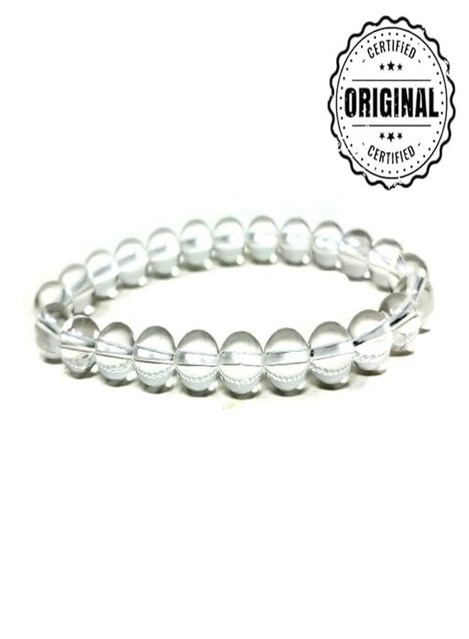 CALMING CRYSTALS Natural Clear Quartz Reiki Healing Original Lab Certified Crystal Bracelet for Men and Women, Powerful Master Healer Bead Size 8MM Genuine Stone Bullet point (Pack of 1) - Image 2