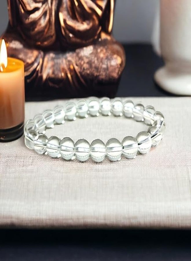 CALMING CRYSTALS Natural Clear Quartz Reiki Healing Original Lab Certified Crystal Bracelet for Men and Women, Powerful Master Healer Bead Size 8MM Genuine Stone Bullet point (Pack of 1) - Image 5
