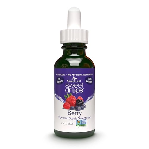 SweetLeaf Sweet Drops  Flavored Stevia Liquid Sweetener Organic Stevia Extract Zero Calories Gluten Free Keto Friendly Non GMO Natural Flavors Sugar Alternative  Berry 2 Fl Oz Pack of 1 - Image 1
