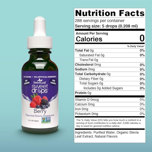 SweetLeaf Sweet Drops  Flavored Stevia Liquid Sweetener Organic Stevia Extract Zero Calories Gluten Free Keto Friendly Non GMO Natural Flavors Sugar Alternative  Berry 2 Fl Oz Pack of 1 - Image 5