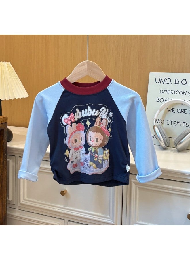 Sweet Style Personalized Korean Style Clothes Cute Cartoon Tops Raglan Color Matching Versatile T-shirts For Boys And Girls Trendy
