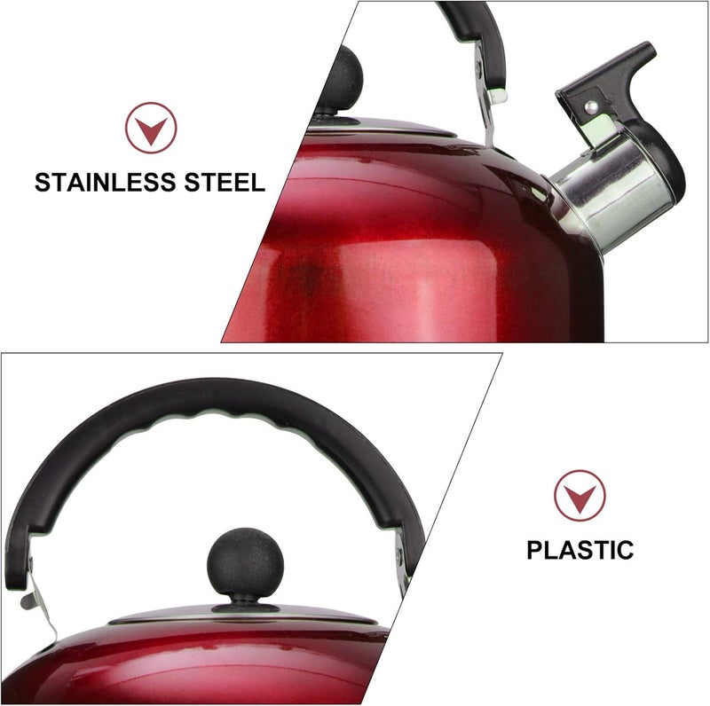 comfrt 3L Whistling Tea Kettle Stainless Steel Stovetop Teapot with Cool Touch Handle Kitchen Coffee Kettle Metal Water Pot for Office Home - Image 4