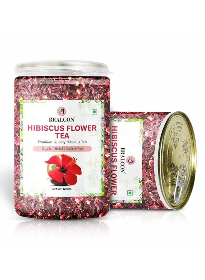 BRALCON Organic Herbal Tea Combo Pack- Hibiscus Flower Tea, Rose Flower Tea- 200g (100g x 2 Pack) | Caffeine Free| Premium Hibiscus Tea Leaves |use for Iced Tea, Cocktails|Improve Digestion| Rose Tea - Image 2