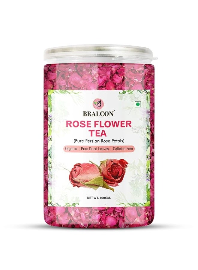 BRALCON Organic Herbal Tea Combo Pack- Hibiscus Flower Tea, Rose Flower Tea- 200g (100g x 2 Pack) | Caffeine Free| Premium Hibiscus Tea Leaves |use for Iced Tea, Cocktails|Improve Digestion| Rose Tea - Image 3