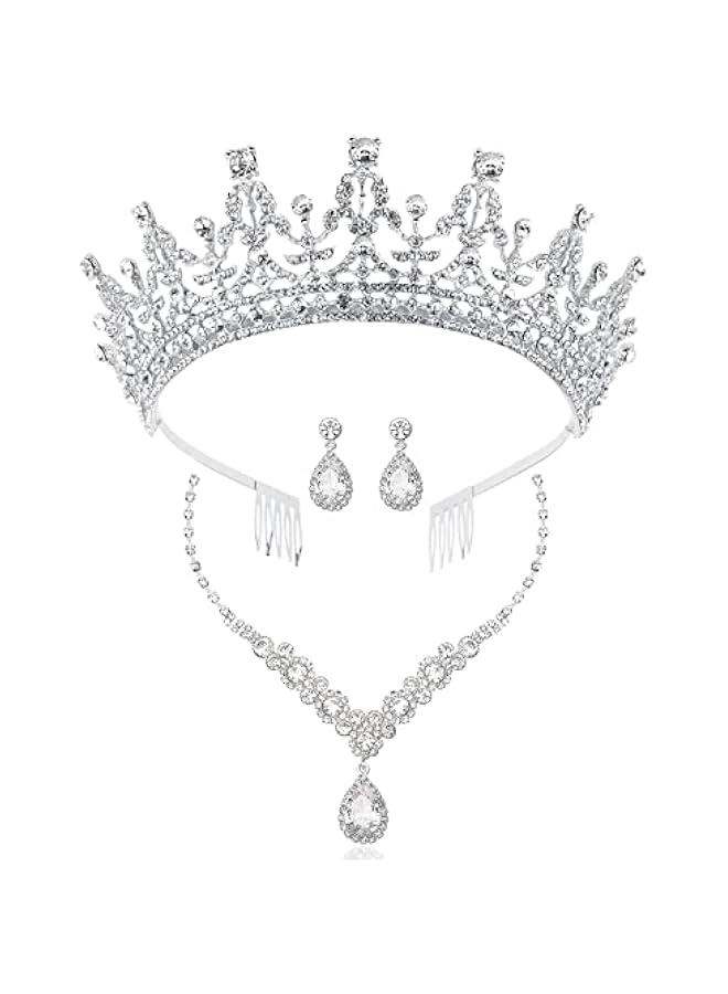 Arabest Crystal Tiara and Necklace Set for Women - Elegant Rhinestone Crown Earrings and Neck Accessories for Bride, Wedding, Birthday Party, Prom, Bridesmaid Dress-Up.  - Image 1