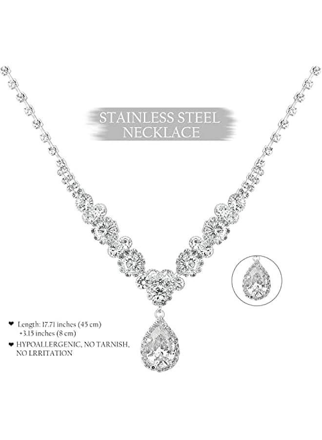 Arabest Crystal Tiara and Necklace Set for Women - Elegant Rhinestone Crown Earrings and Neck Accessories for Bride, Wedding, Birthday Party, Prom, Bridesmaid Dress-Up.  - Image 5