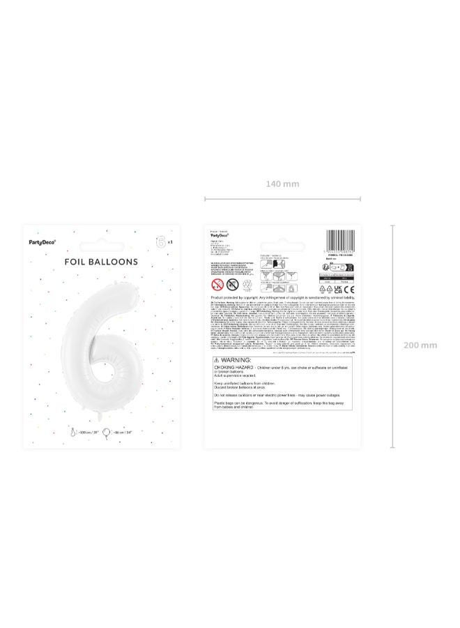 PartyDeco Foil balloon Number 6, 86 cm, white  - Image 2