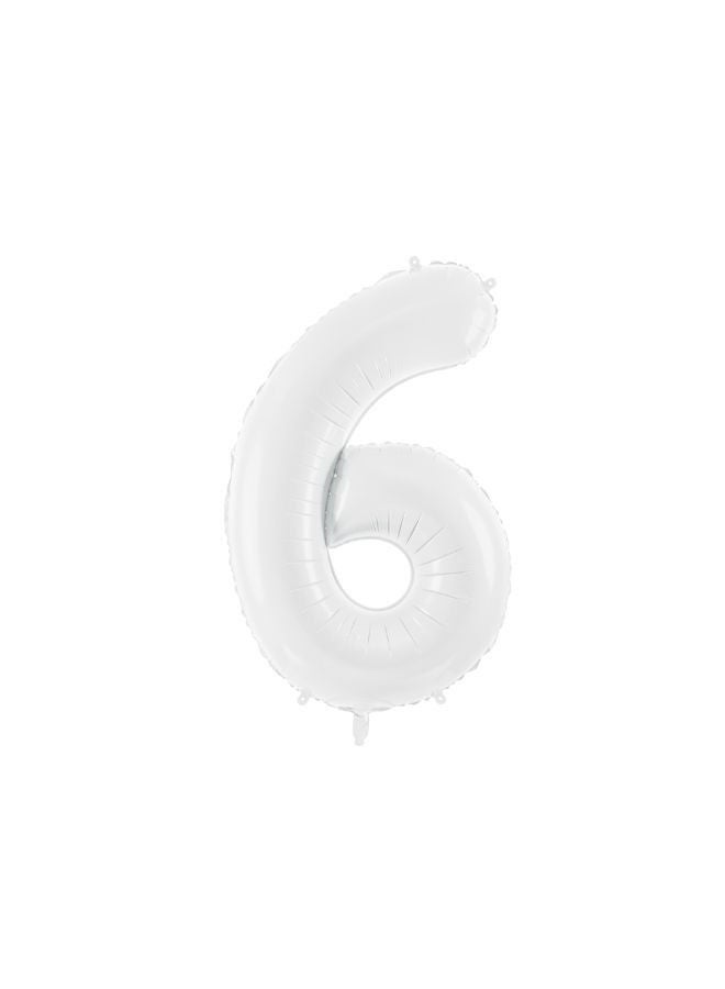 PartyDeco Foil balloon Number 6, 86 cm, white  - Image 1