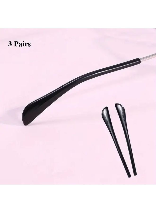 3 Pairs Black Silicone Non Slip Glasses Leg Covers Ear Hook Bracket Earmuffs - Image 1