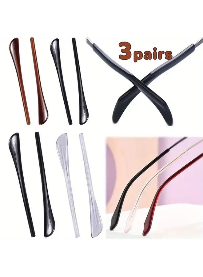 3 Pairs Black Silicone Non Slip Glasses Leg Covers Ear Hook Bracket Earmuffs - Image 2