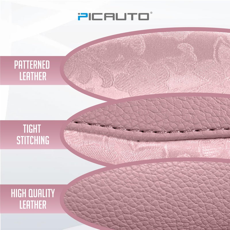 PIC AUTO Steering Wheel Cover, Pink Patterned Leather Patchwork Design, Universal Fit 14.5"â€“15.5", Anti-Slip, Odor-Free, Soft PU Grain Leather, Durable Grip Car Accessory for Girls & Women - Image 4