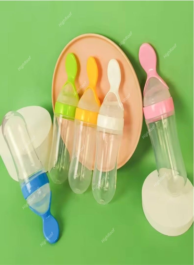 HighRoof Silicone Baby Infant Squeezy Food Grade Silicone Spoon Bottle Feeder for Feeding Solid and Semi Solid Food Feeder Baby Bottls - 90 ML (Color May Vary, Pack of 1) - Image 4