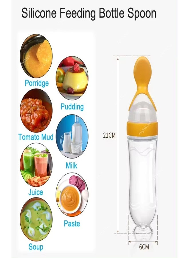 HighRoof Silicone Baby Infant Squeezy Food Grade Silicone Spoon Bottle Feeder for Feeding Solid and Semi Solid Food Feeder Baby Bottls - 90 ML (Color May Vary, Pack of 1) - Image 3