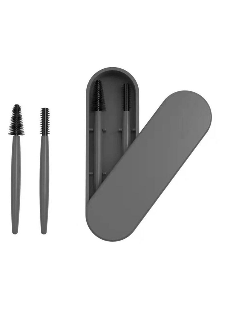 نيبمينينت فرشاة للرموش وفرشاة والحواجب قابلة لإعادة الاستخدام وفرش ماسكارا من السيليكون وعصا مناسبة وأدوات تجميل مع جراب - Image 1