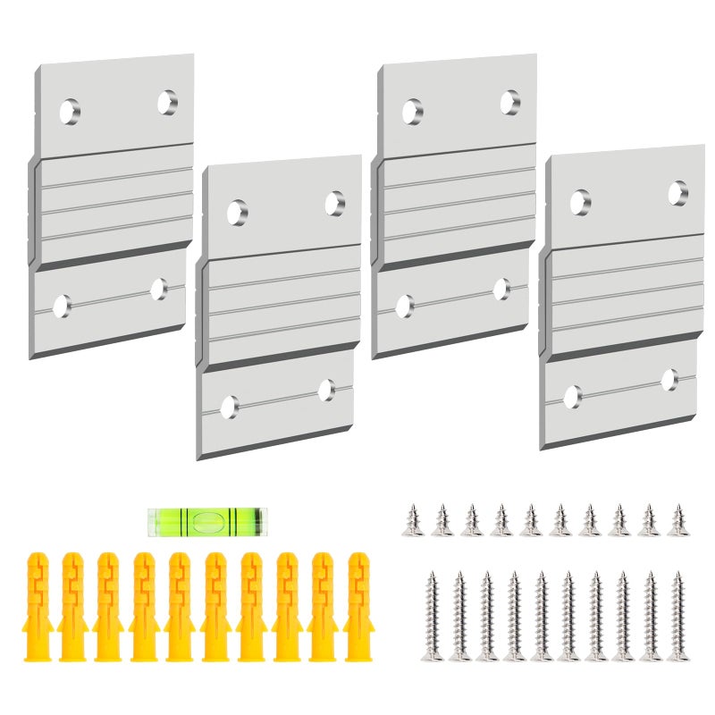 Luxiv 4 Pairs French Cleat Picture Hanger, Luxiv Metal Mounting Bracket for Photo Frames Aluminum Z Hanger, Wall Mount Mirror Bracket Z Bar Hanging Picture Ledges with Screws, Level Tool (2 inches) - Image 1