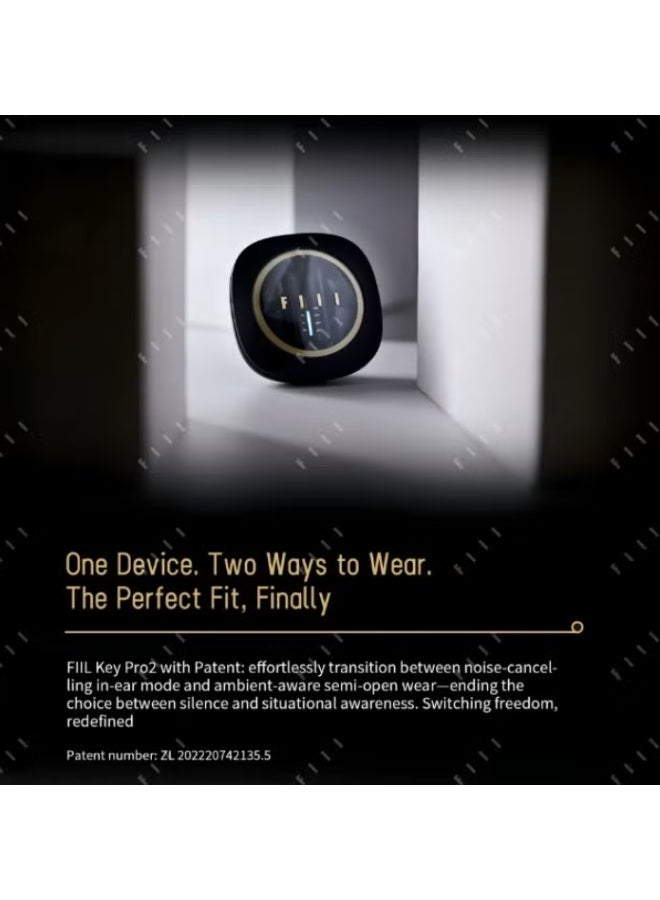 فيل سماعات FIIL Key Pro 2 اللاسلكية - صوت عالي الدقة (LDAC) بتقنية TWS، خاصية إلغاء الضوضاء النشطة الذكية بعمق 55 ديسيبل، تصميم قابل للتحويل بين داخل الأذن وشبه مفتوح، بلوتوث 6.0، مدة تشغيل تصل إلى 35 ساعة، اتصال متعدد النقاط - Image 5