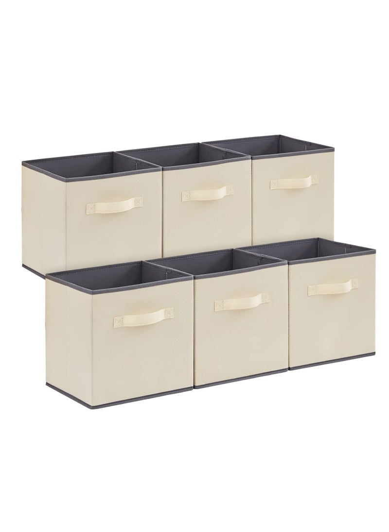 TRASSLE Collapsible Storage Cubes Foldable Fabric Bins Multi-color Organizers Decorative Organizing Baskets for Shelves for Closet, Utility Room, Storage Room Set of 6 (Black, 33CM)  - Image 1