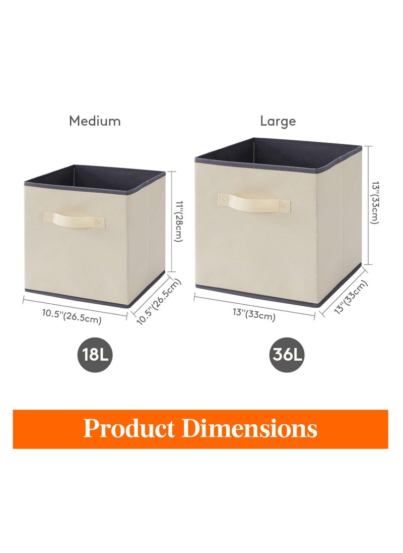 TRASSLE Collapsible Storage Cubes Foldable Fabric Bins Multi-color Organizers Decorative Organizing Baskets for Shelves for Closet, Utility Room, Storage Room Set of 6 (Black, 33CM)  - Image 2