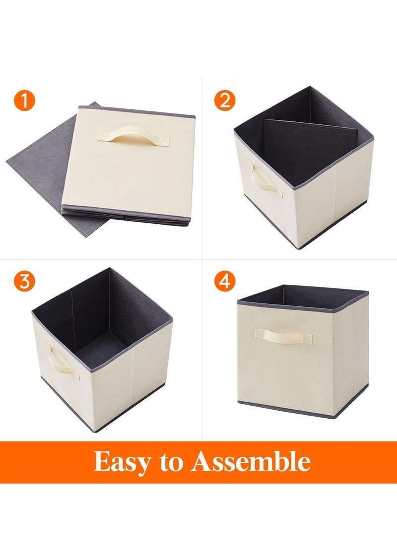 TRASSLE Collapsible Storage Cubes Foldable Fabric Bins Multi-color Organizers Decorative Organizing Baskets for Shelves for Closet, Utility Room, Storage Room Set of 6 (Black, 33CM)  - Image 4