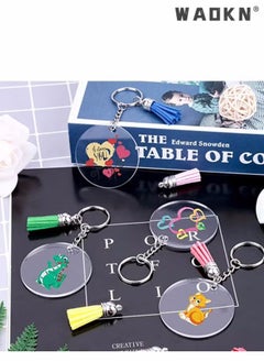 WAOKN Tassel Keychain and Acrylic Circle, Acrylic Blanks and Tassel Keychain Pendant Acrylic Transparent Circle Discs and Tassel Keyring Set for Diy Projects and Crafts 90pcs  - Image 2