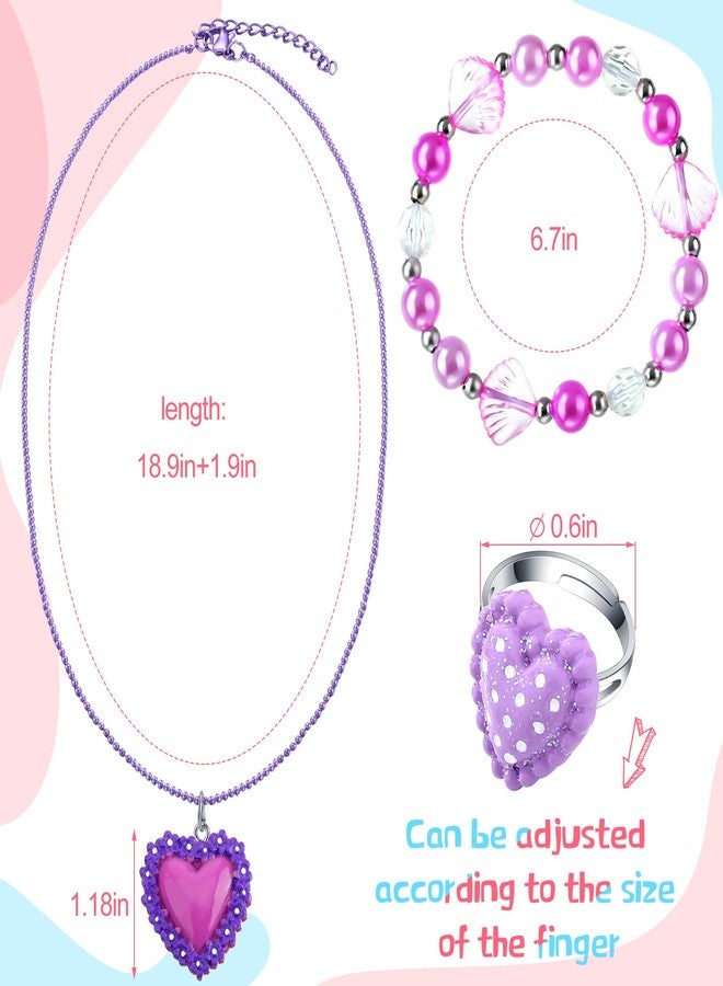 Sureio 24 Pcs Christmas Little Girl Jewelry Set Kids Unicorn Necklace Cute Woven Bracelet Ring for Pretend Dress up Party Favor (Floral Style) - Image 4