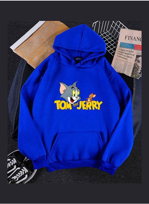 Tom and Jerry Thicken Autumn Winter Hoodie Blue