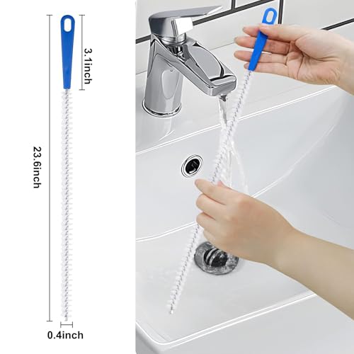 Adove Drain Cleaning Brush 2pack, Long Drain Clog Remover Tool 23.6inch, Pipe Brush Cleaner with Nylon Bristles, Sink Drain Cleaner for Toilet, Kitchen Sink, Bathroom Tub, Shower, and Sewer Drain - Image 3