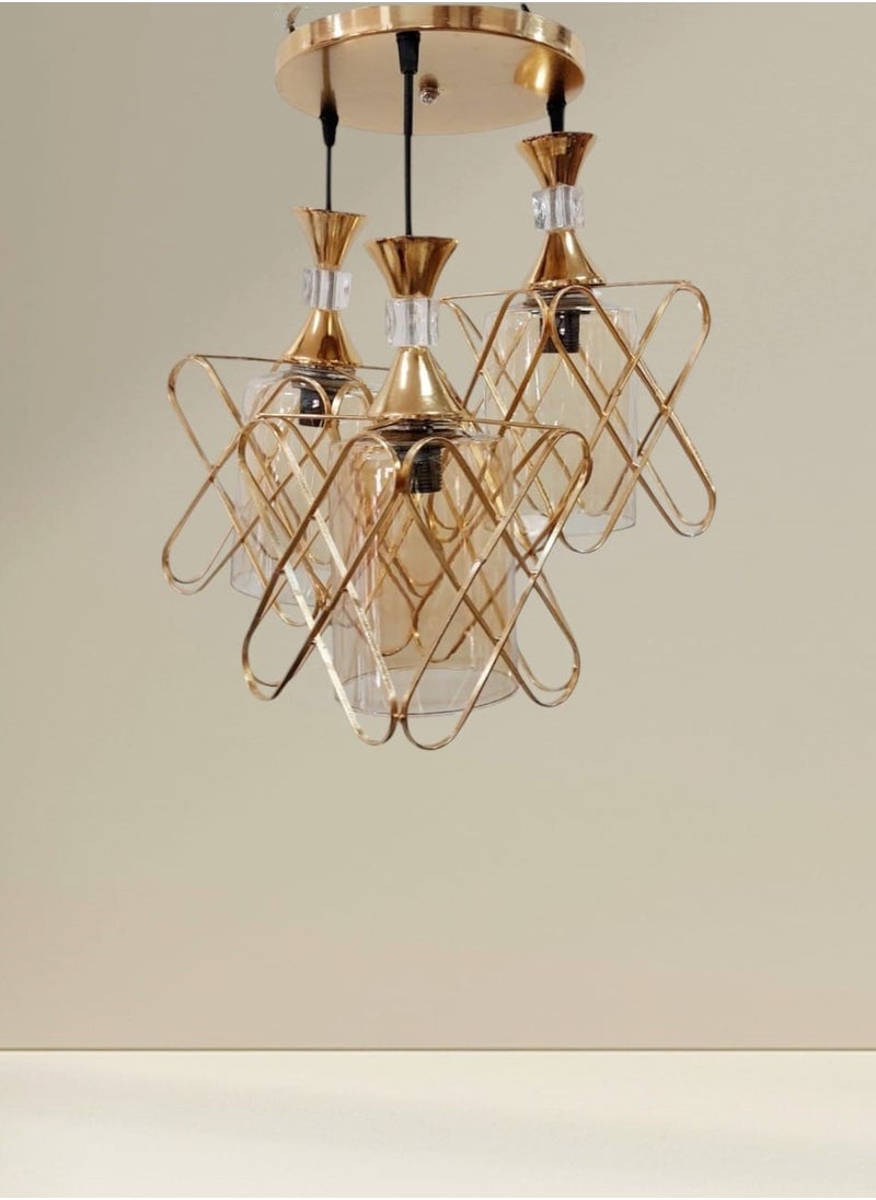 Generic gold chandelier with glass  - Image 1