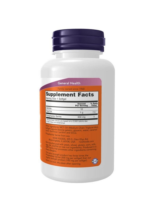 now Supplements Phosphatidyl Serine 300 Mg Extra Strength With Phospholipid Compound Derived From Soy Lecithin 50 Softgels - Image 2