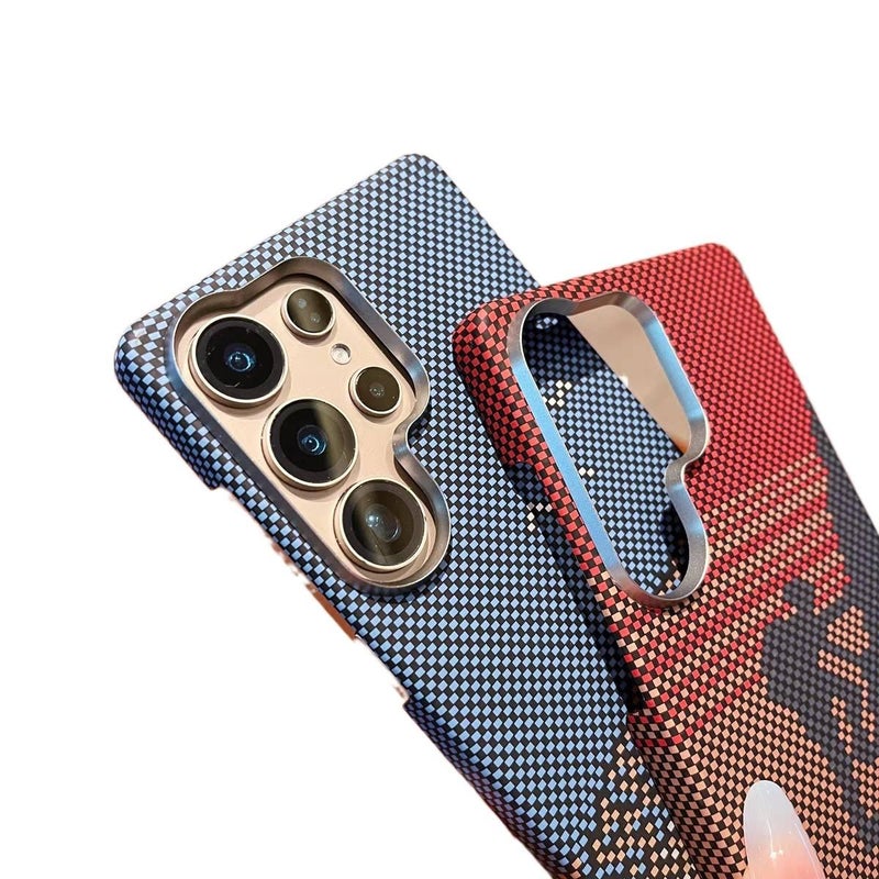 غطاء MagSafe بPC باللون Climber مغناطيسي لـ Samsung S25 Ultra / Samsung S25 مع نسيج ألياف الكربون ومغناطيس قوي مع تبديد الحرارة مع تصميم نصف تغطية للاستخدام الخارجي سهل الحمل - Image 4
