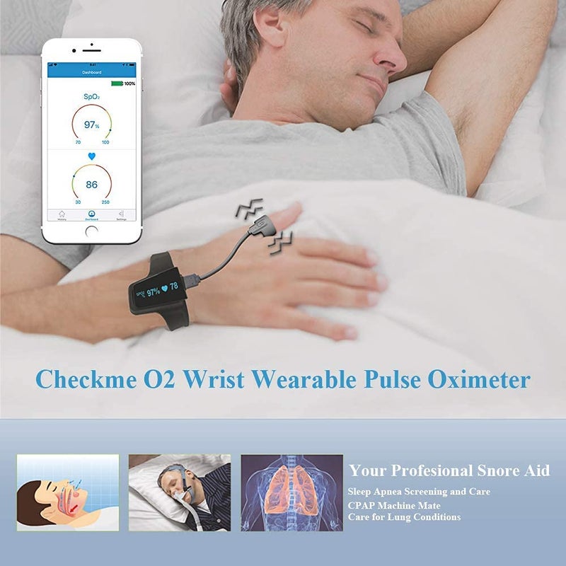 ViATOM Checkme O2 Sleep Pulse Oximeter Blood Oxygen Monitor Finger and Wrist with Bluetooth Wearable Sleep Monitor with Continuous Monitoring Professional APPPC Report - Image 4