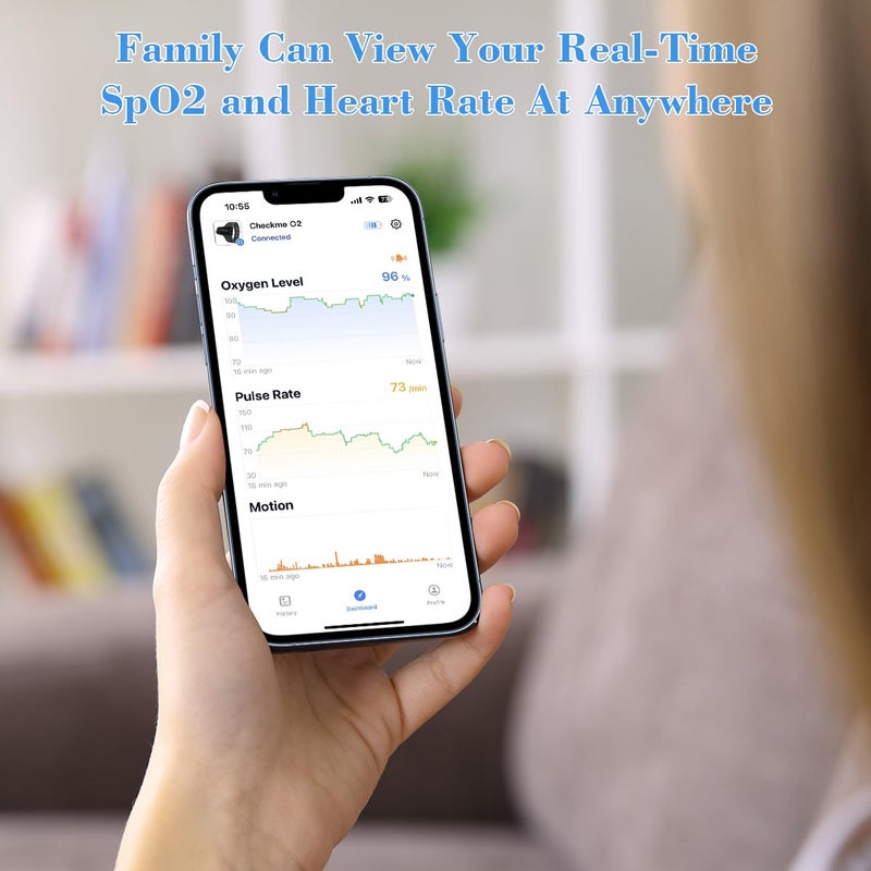 ViATOM Checkme O2 Sleep Pulse Oximeter Blood Oxygen Monitor Finger and Wrist with Bluetooth Wearable Sleep Monitor with Continuous Monitoring Professional APPPC Report - Image 3