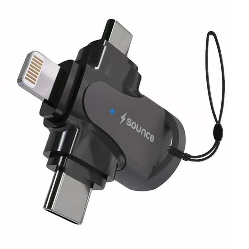 Sounce 4-in-1 OTG Adapter Converter – Multi-Port OTG Hub with Lightning, Type-C, Micro USB & USB 3.0 for iOS, Android, Tablets & More – Fast Data Transfer & Universal Compatibility (Black) - Image 1
